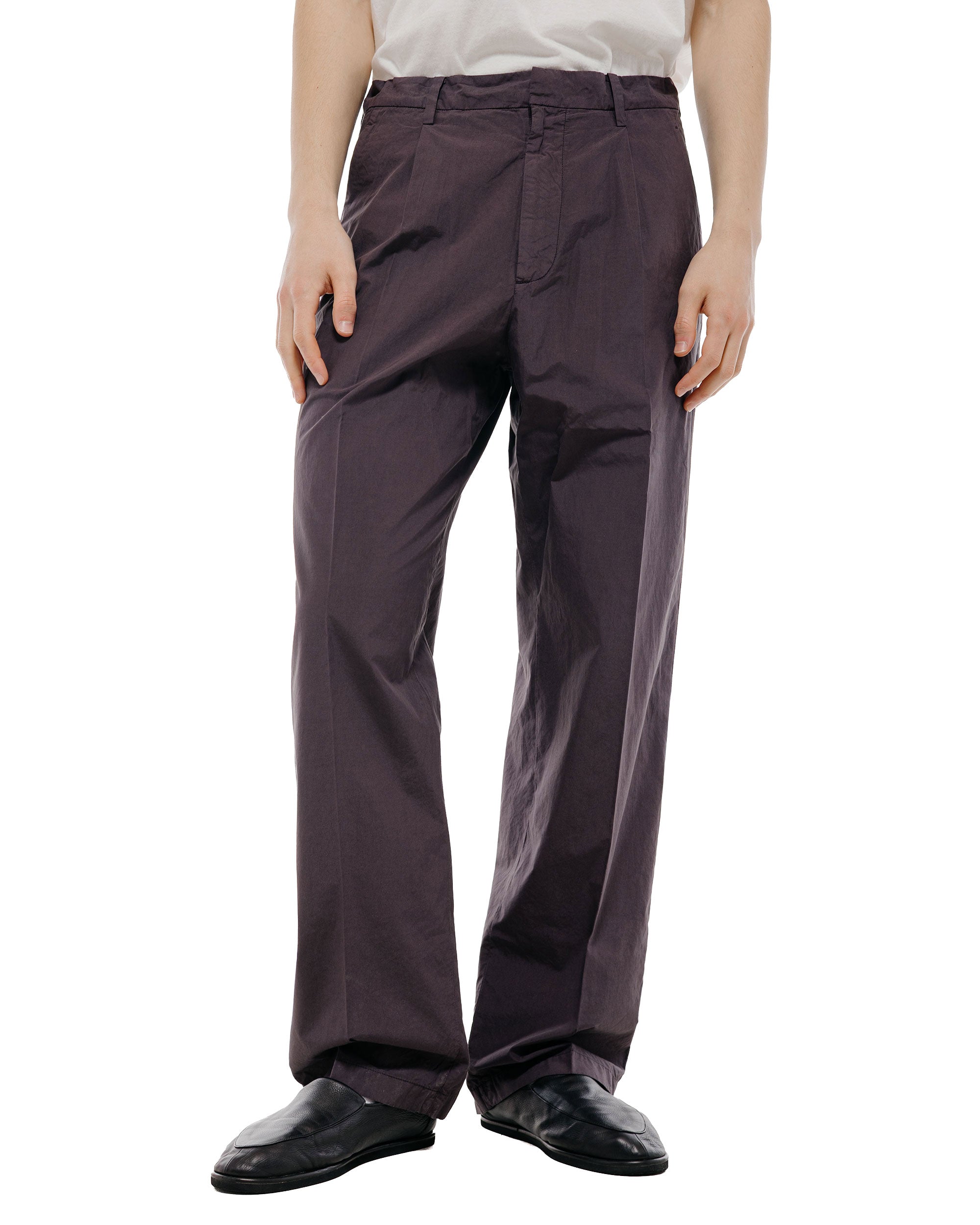 Auralee Garment Dyed Finx Shuttle Weather One-Tuck Slacks Dark Brown