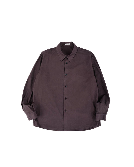 Auralee Garment Dyed Finx Shuttle Weather Shirt Dark Brown