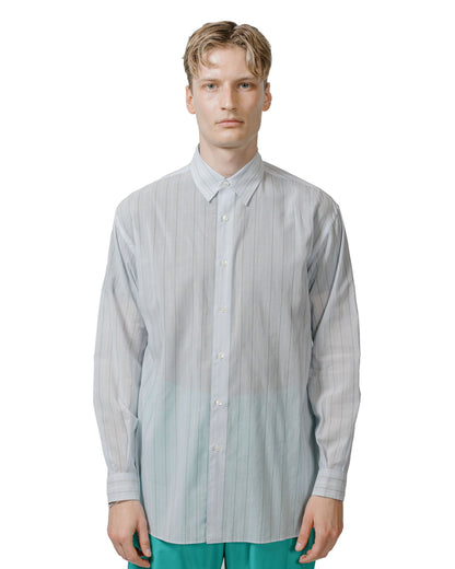 Auralee Hard Twist Finx Organdy Stripe Shirt Light Blue Stripe model front