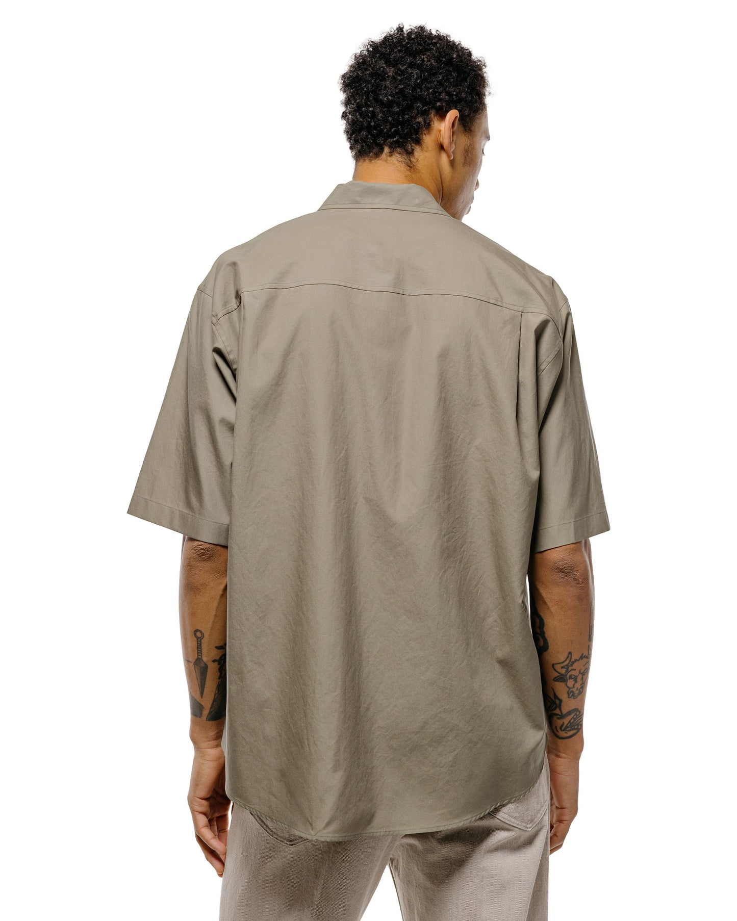 Auralee Washed Finx Twill Big Half Sleeved Shirt Olive