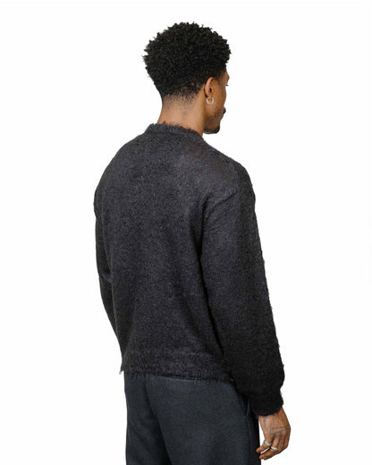 Auralee Brushed Super Kid Mohair Knit Cardigan Ink Black model back