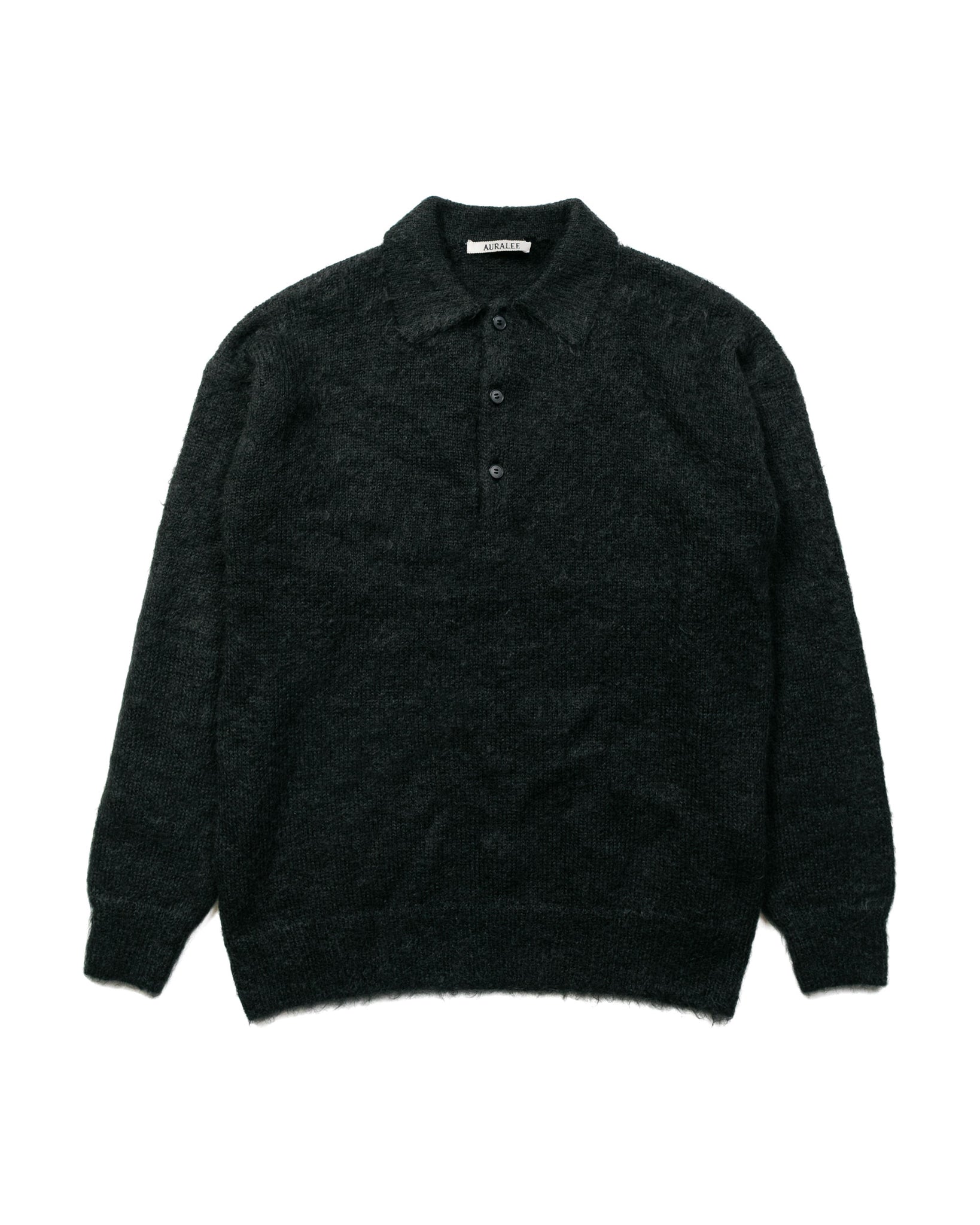 BRUSHED SUPER KID MOHAIR KNIT POLO - ニット/セーター