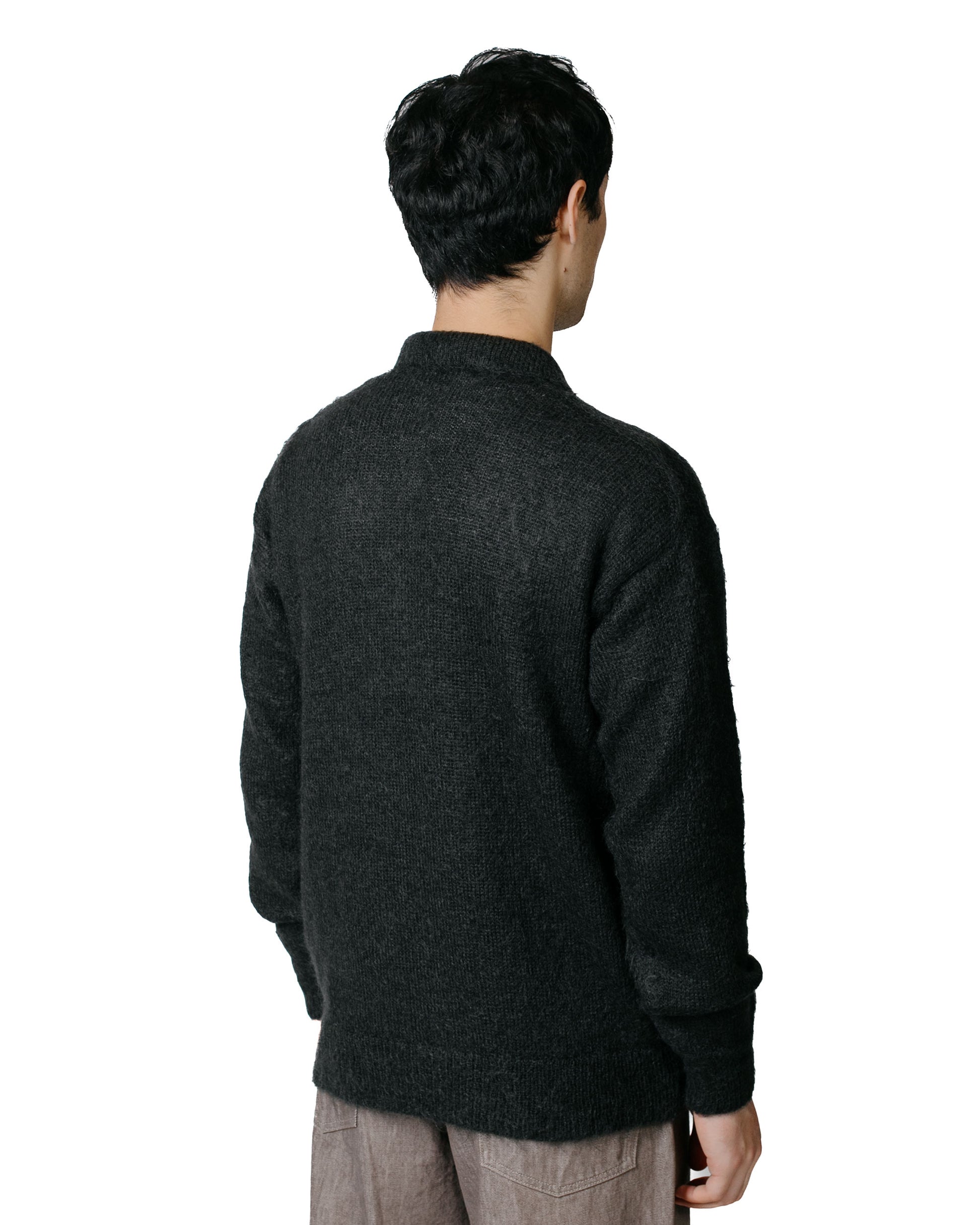 Auralee Brushed Super Kid Mohair Knit Polo Ink Black model back