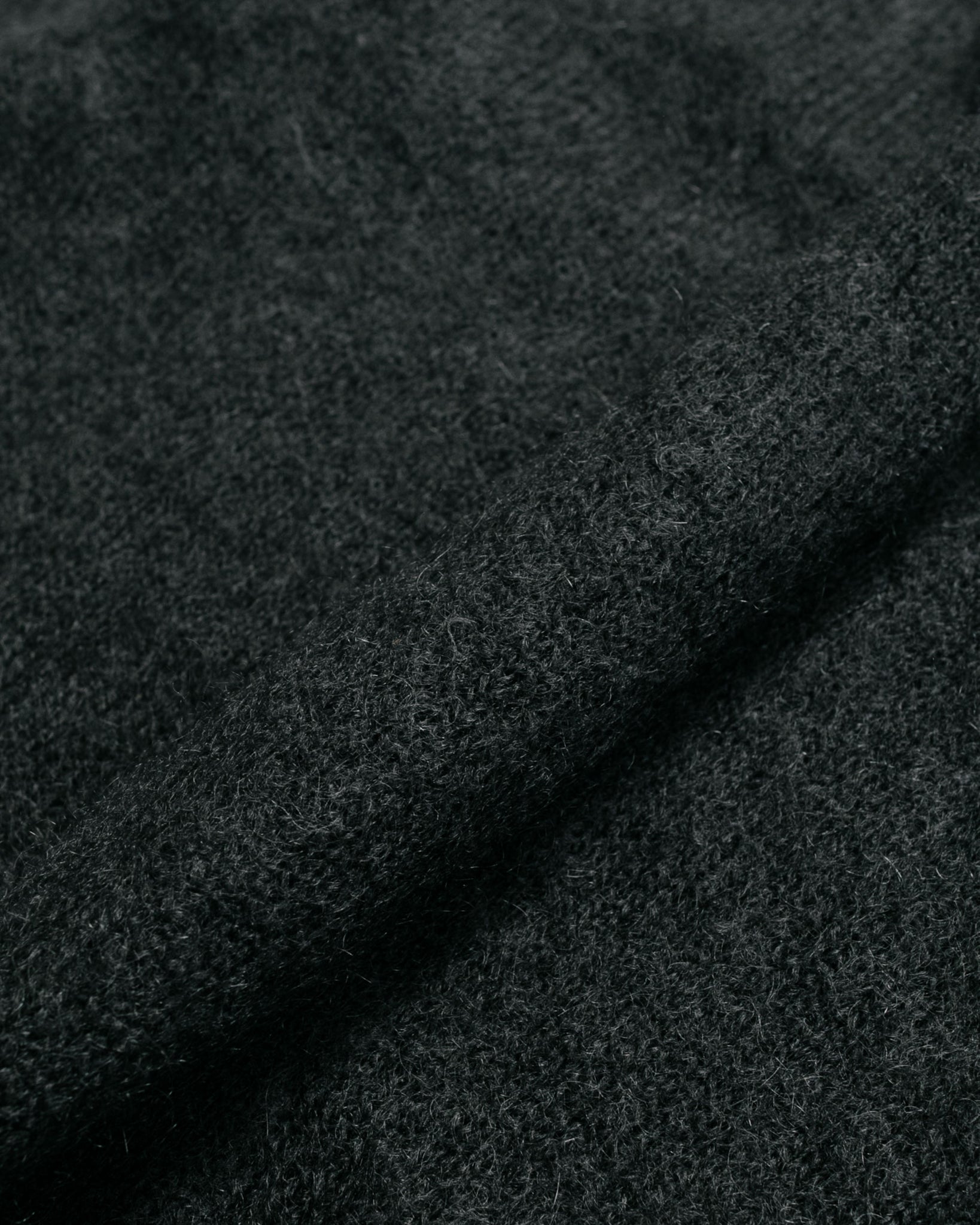 Auralee Brushed Super Kid Mohair Knit Polo Ink Black fabric