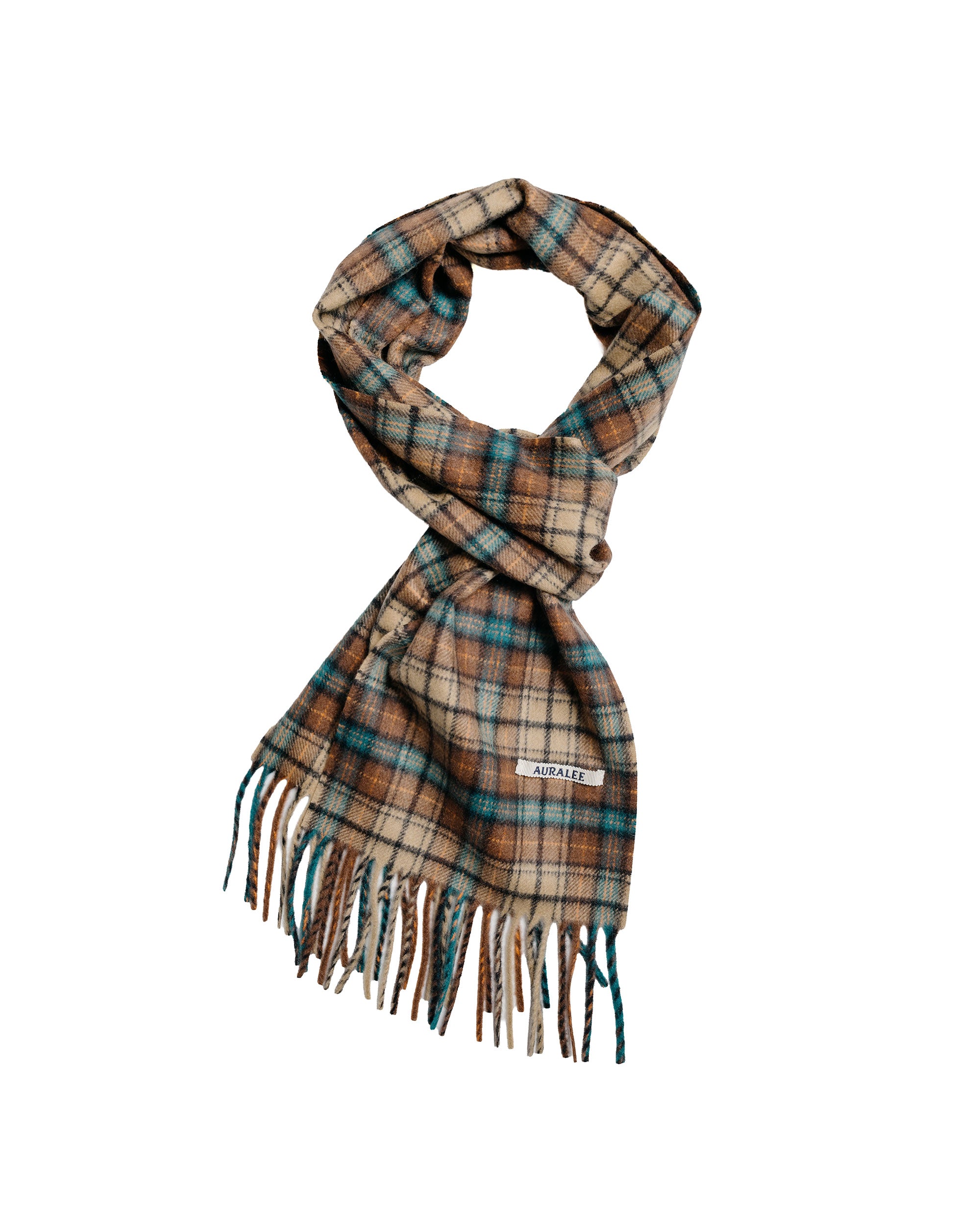 美品✴︎オーラリー AURALEE CHECK STOLEブラウンイエローチェック Auralee Cashmere Check Long Stole Red Brown Check