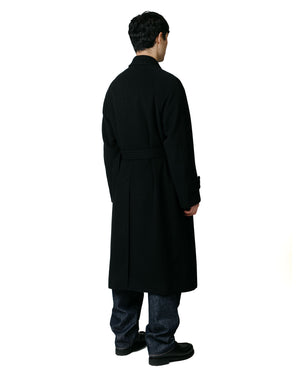 Auralee Cashmere Wool Mosser Soutien Collar Coat Black model back