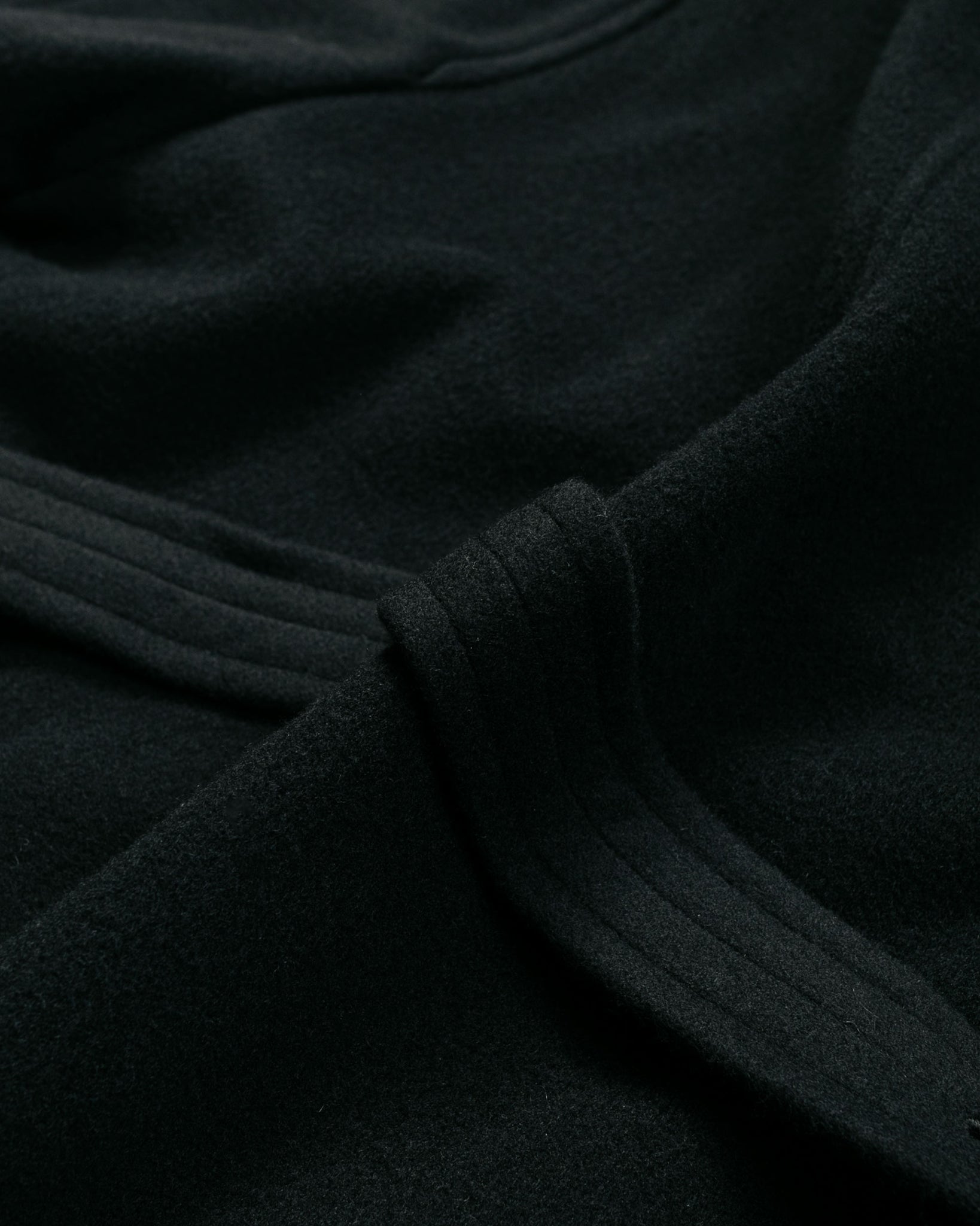 Auralee Cashmere Wool Mosser Soutien Collar Coat Black fabric
