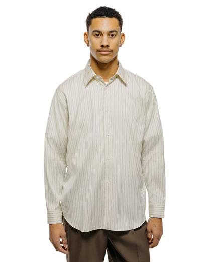 Auralee Cotton Silk Stripe Shirt Ivory Stripe