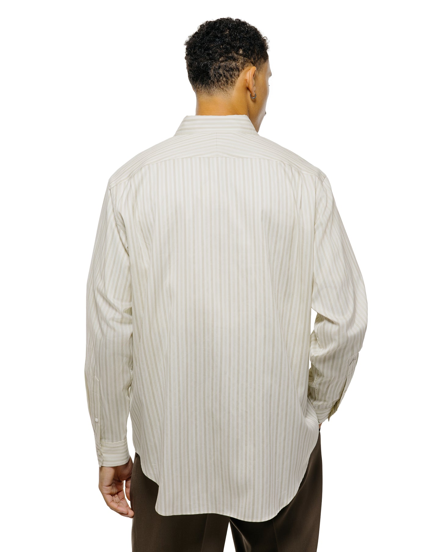 Auralee Cotton Silk Stripe Shirt Ivory Stripe