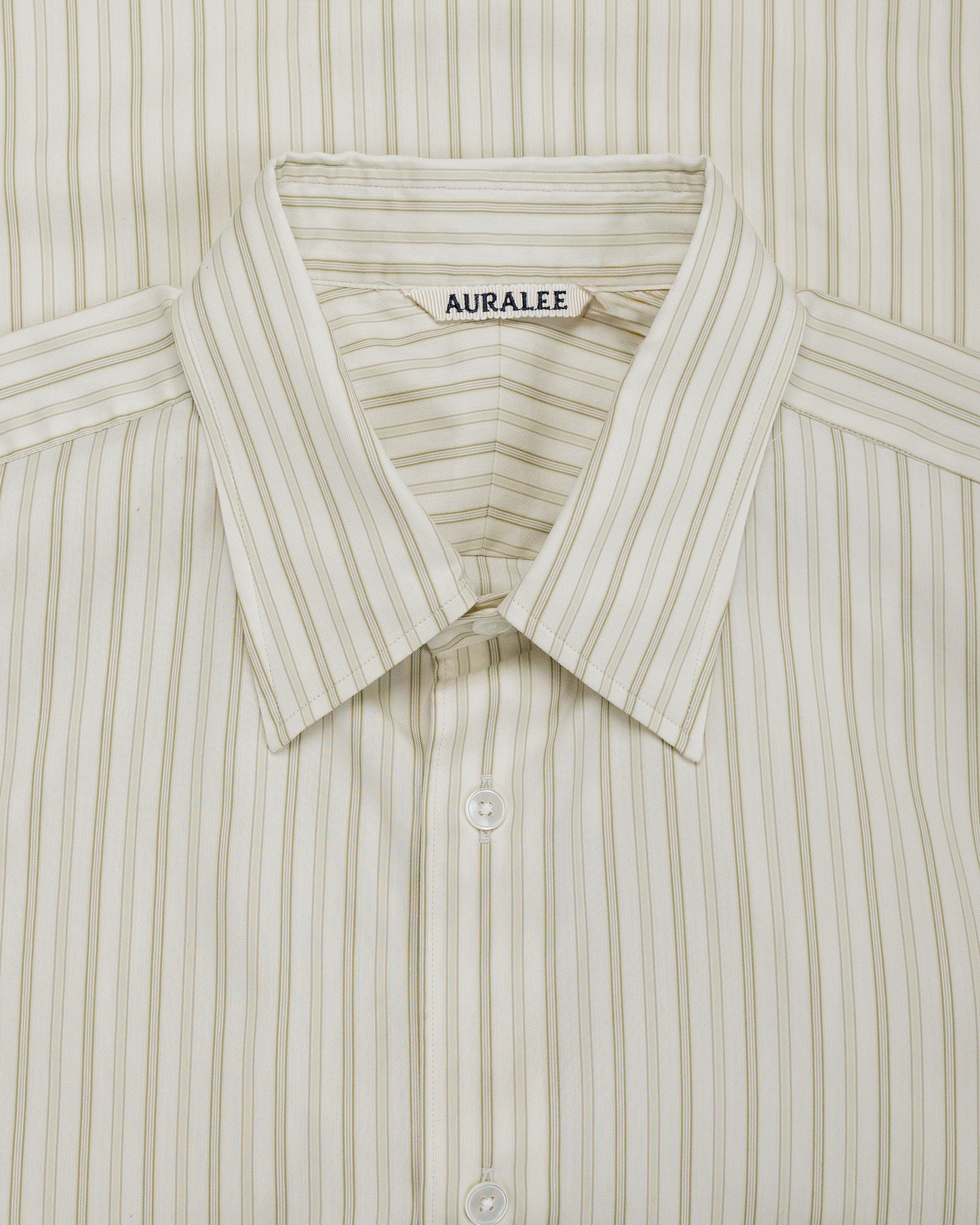 Auralee Cotton Silk Stripe Shirt Ivory Stripe