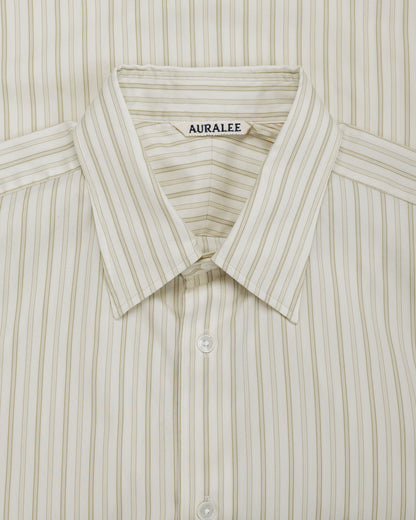 Auralee Cotton Silk Stripe Shirt Ivory Stripe