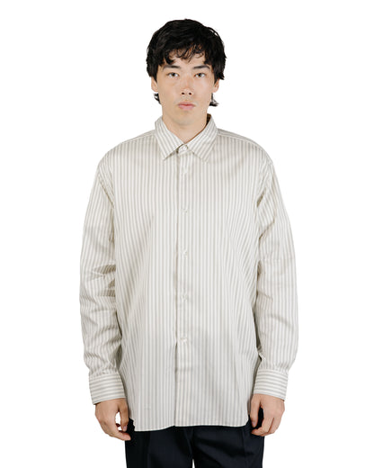 Auralee Cotton Silk Stripe Shirt Light Gray Stripe