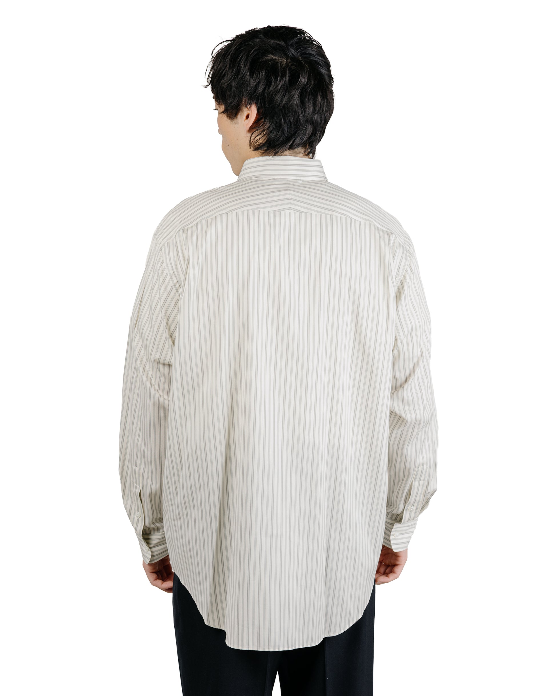 Auralee Cotton Silk Stripe Shirt Light Gray Stripe