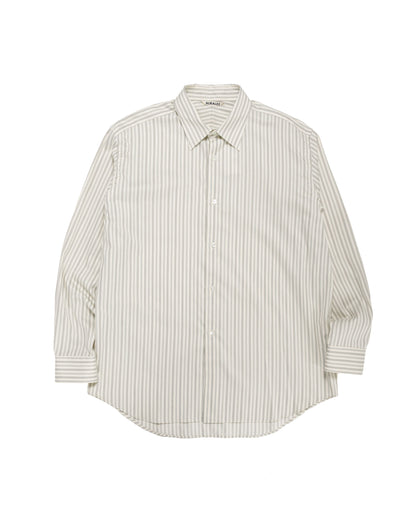 Auralee Cotton Silk Stripe Shirt Light Gray Stripe