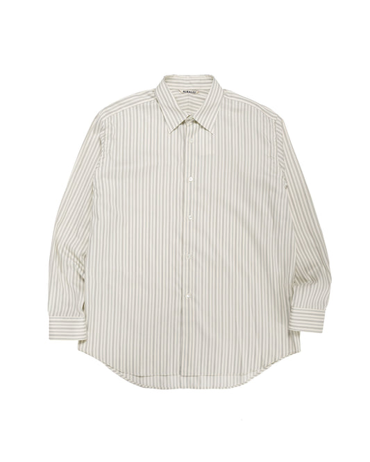 Auralee Cotton Silk Stripe Shirt Light Gray Stripe