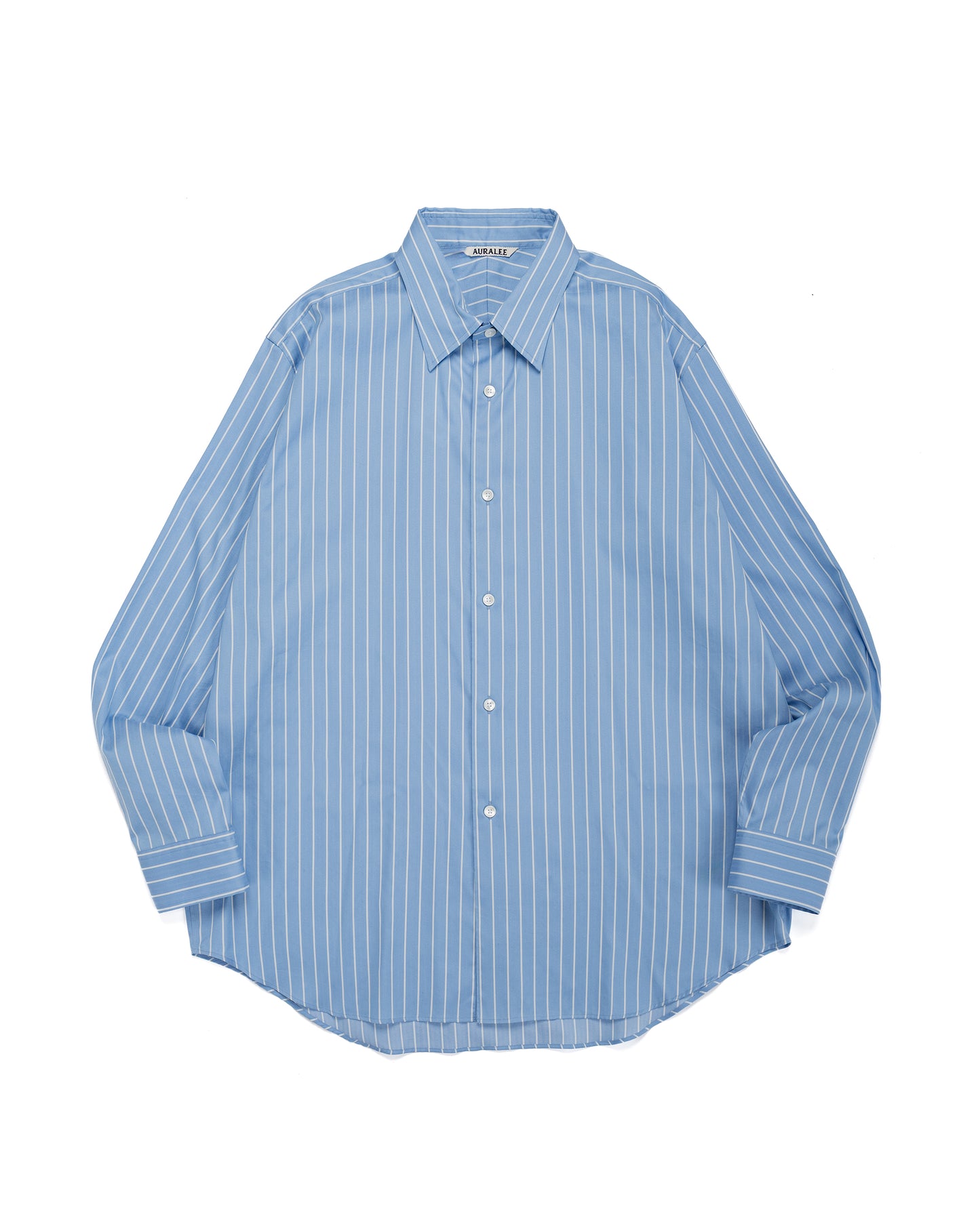 Auralee Cotton Silk Stripe Shirt Sax Blue Stripe