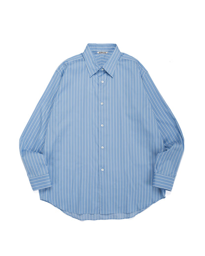 Auralee Cotton Silk Stripe Shirt Sax Blue Stripe