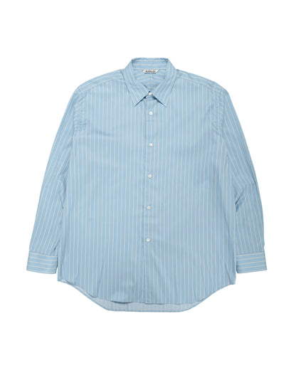 lost & found Auralee Auralee Cotton Silk Stripe Shirt Sax Blue Stripe