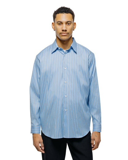Auralee Cotton Silk Stripe Shirt Sax Blue Stripe
