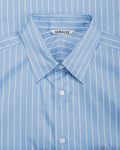 Auralee Cotton Silk Stripe Shirt Sax Blue Stripe