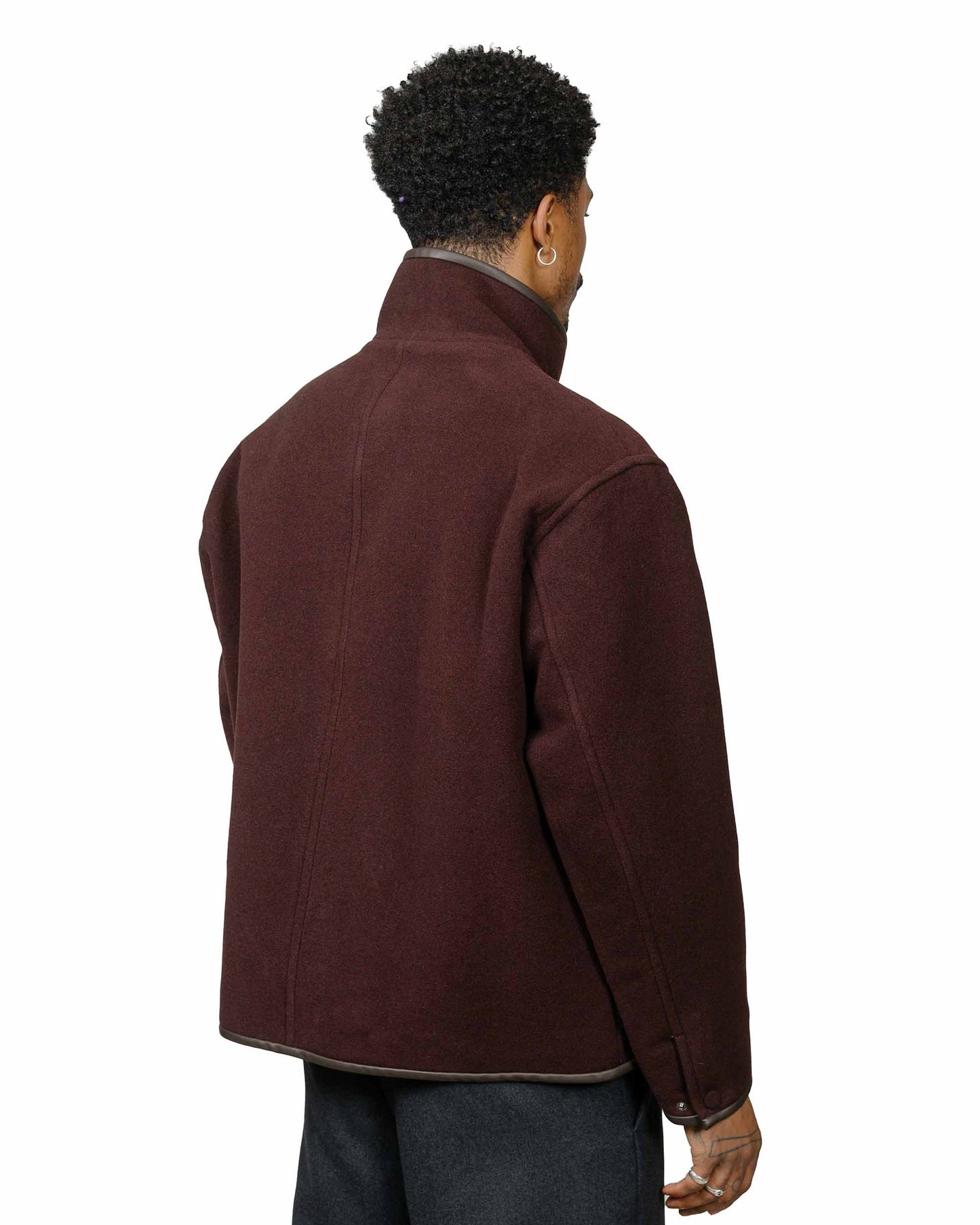 Auralee Double Cloth Heavy Wool Pile Zip Blouson Dark Brown model back