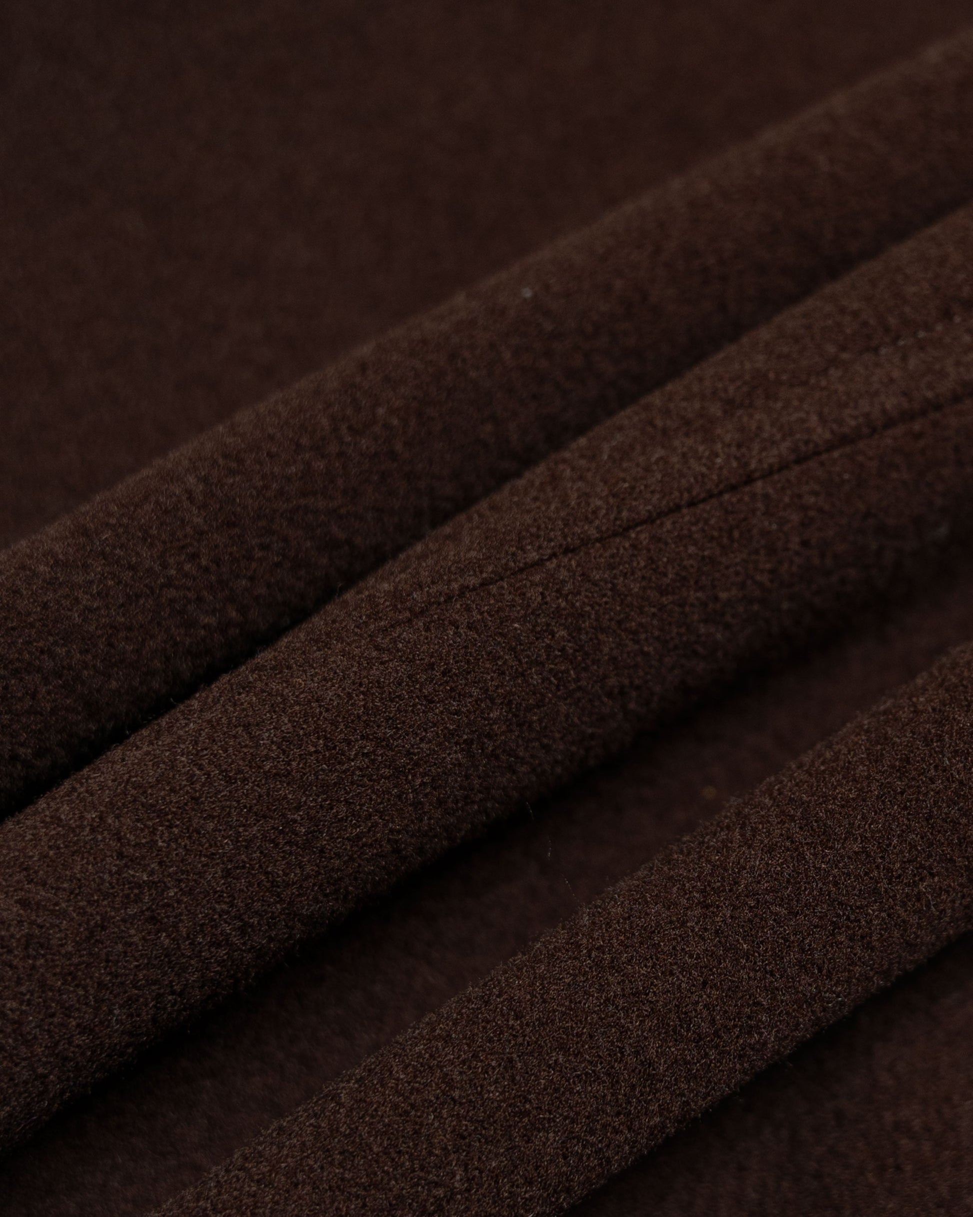 Auralee Double Cloth Heavy Wool Pile Zip Blouson Dark Brown fabric