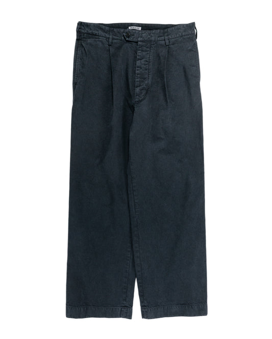 Auralee Garment Dyed Finx Chino One-Tuck Pants Black