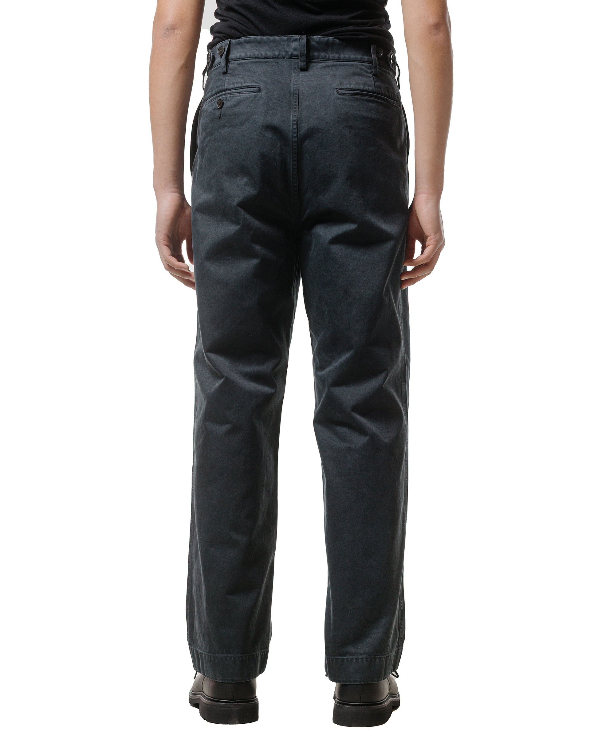 Auralee Garment Dyed Finx Chino One-Tuck Pants Black