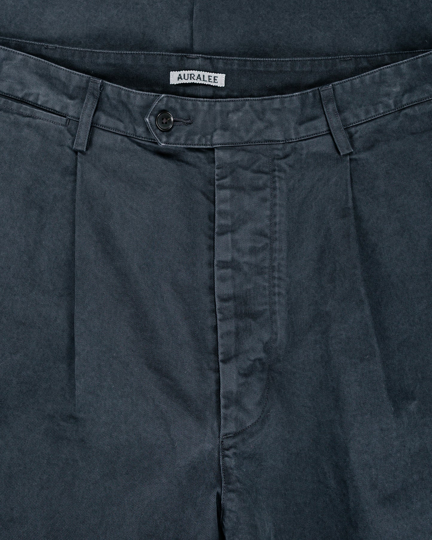 Auralee Garment Dyed Finx Chino One-Tuck Pants Black