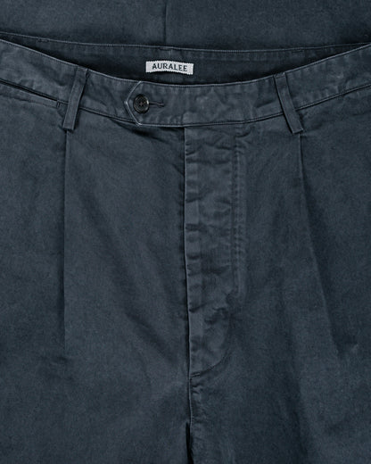 Auralee Garment Dyed Finx Chino One-Tuck Pants Black