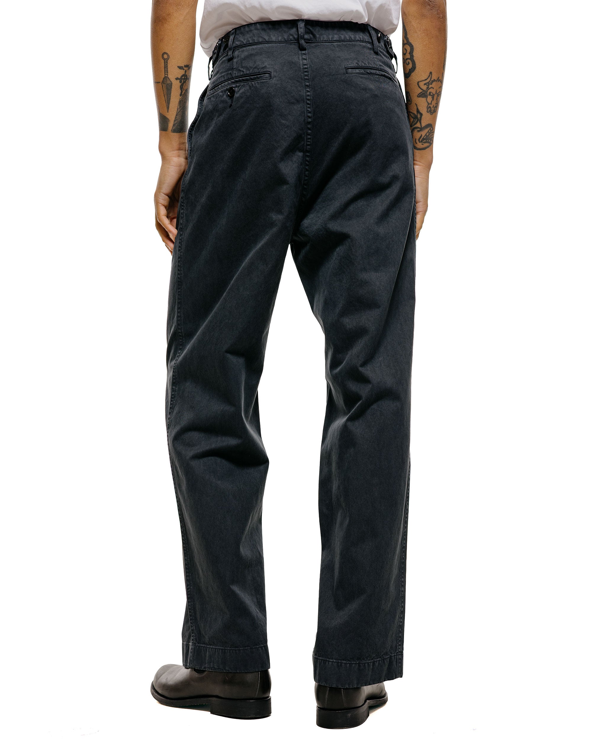 Auralee Garment Dyed Finx Light Chino One-Tuck Wide Pants Black