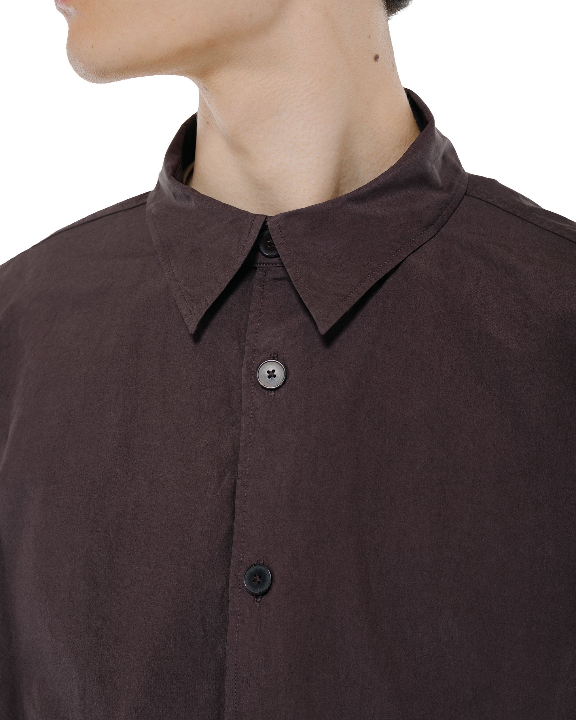 Auralee Garment Dyed Finx Shuttle Weather Shirt Dark Brown