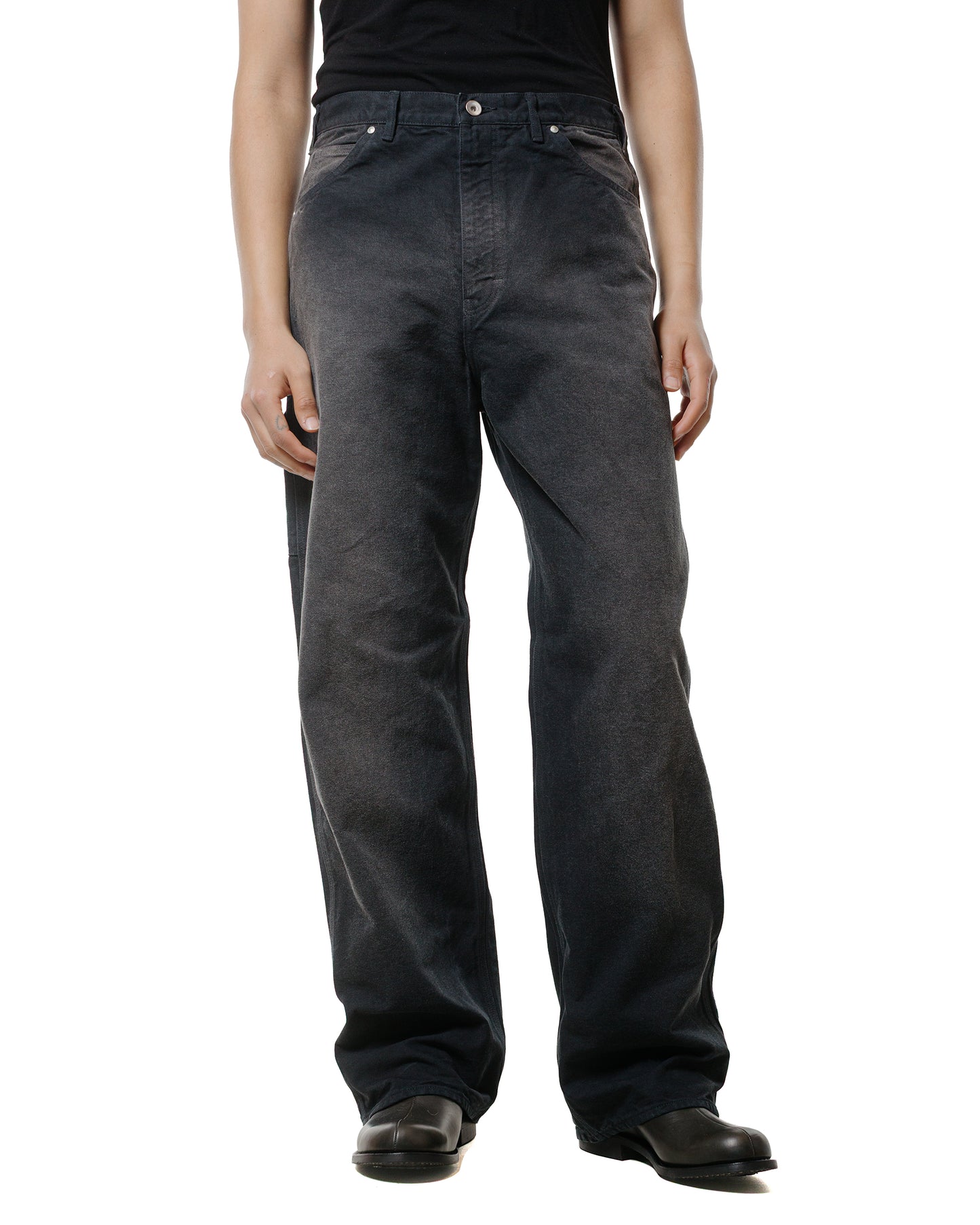 Auralee Garment Dyed Organic Cotton Duck Painter Pants Faded Black