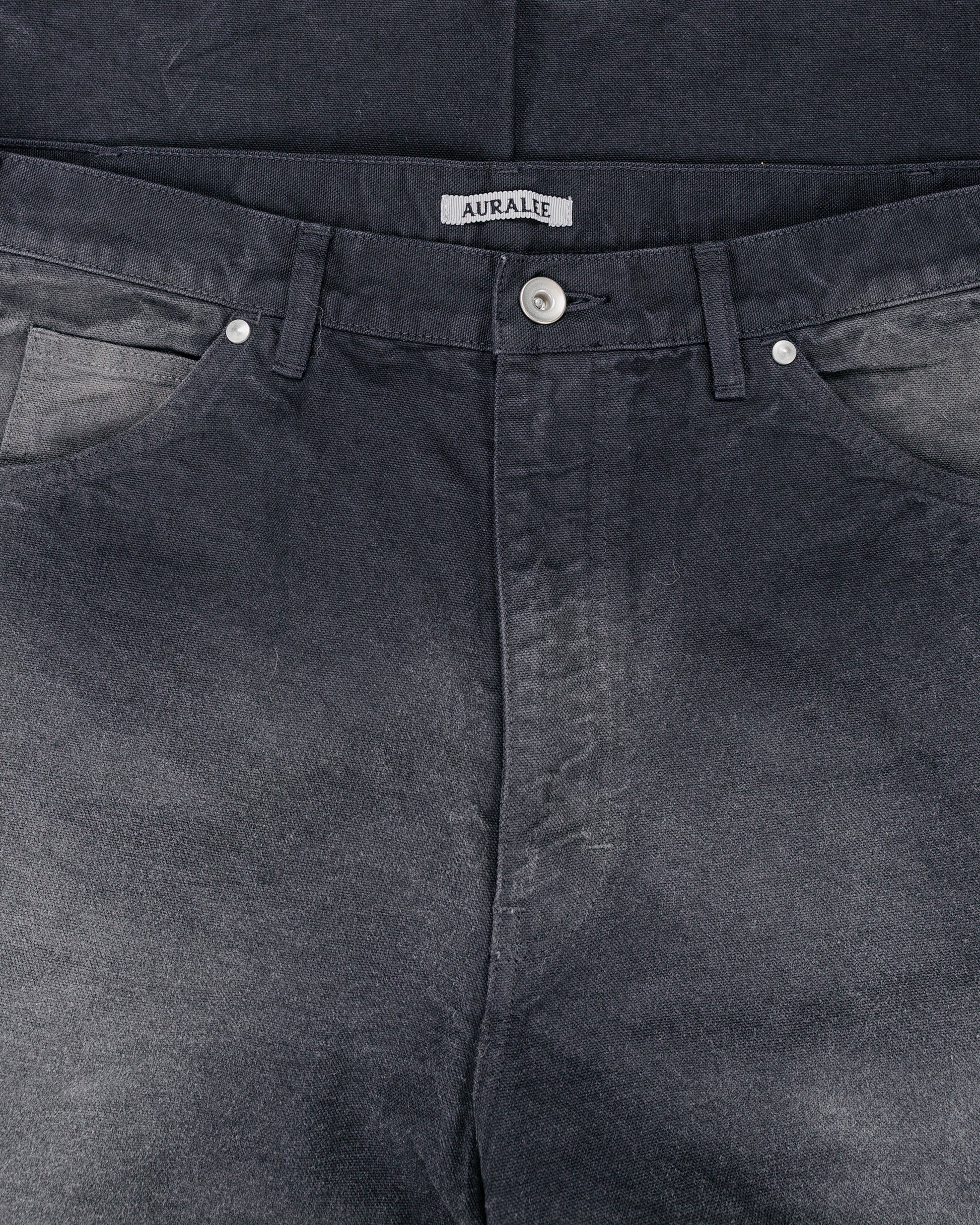 Auralee Garment Dyed Organic Cotton Duck Painter Pants Faded Black