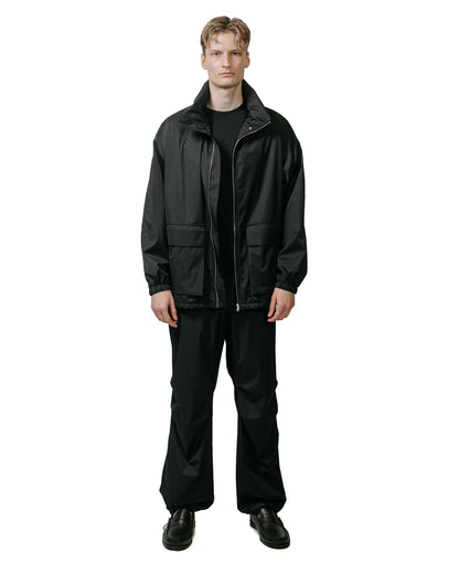 Auralee Hard Twist Polyester Satin Laminate Field Pants Black model full