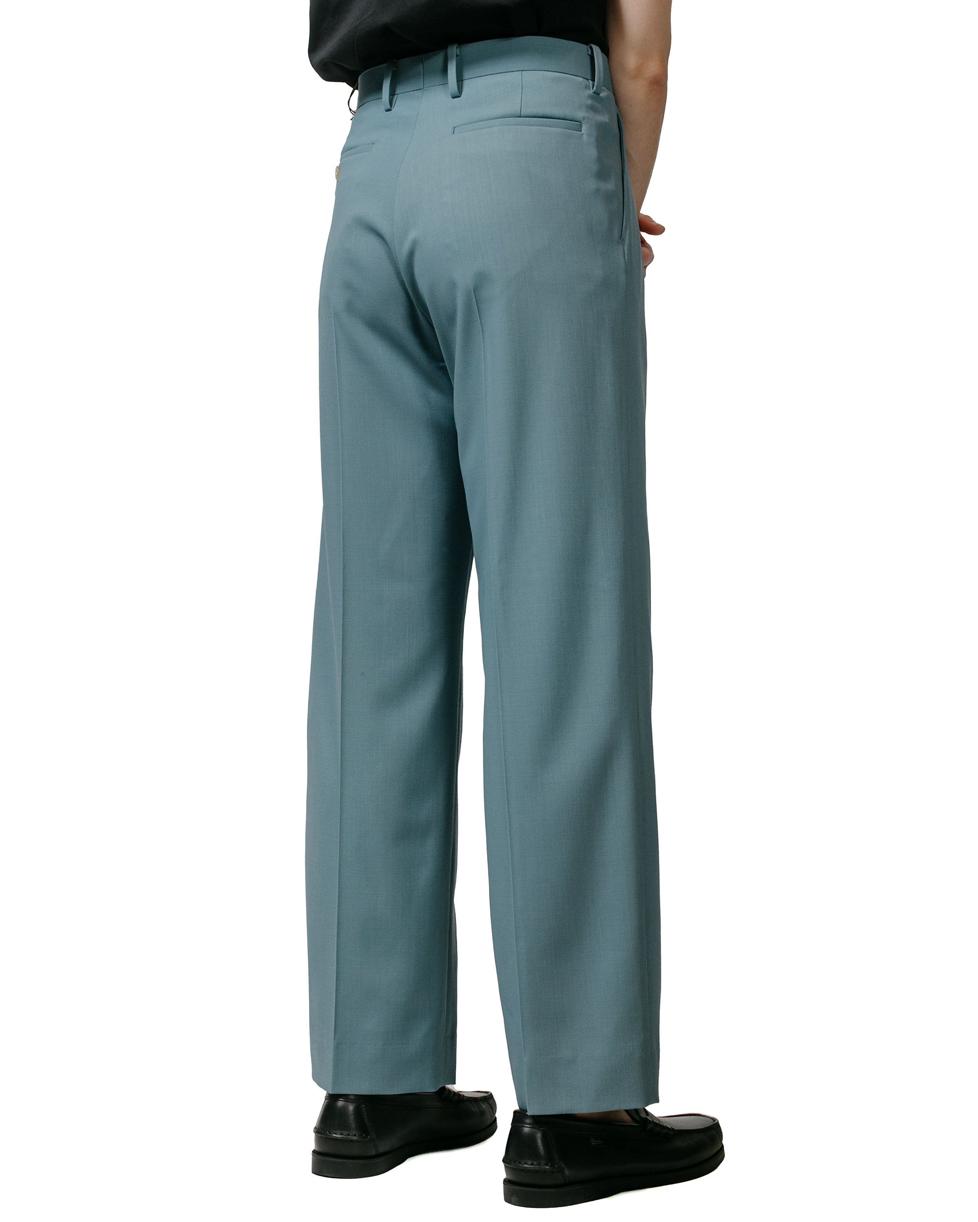 Auralee Hard Twist Wool Dobby Slacks Blue Gray model back