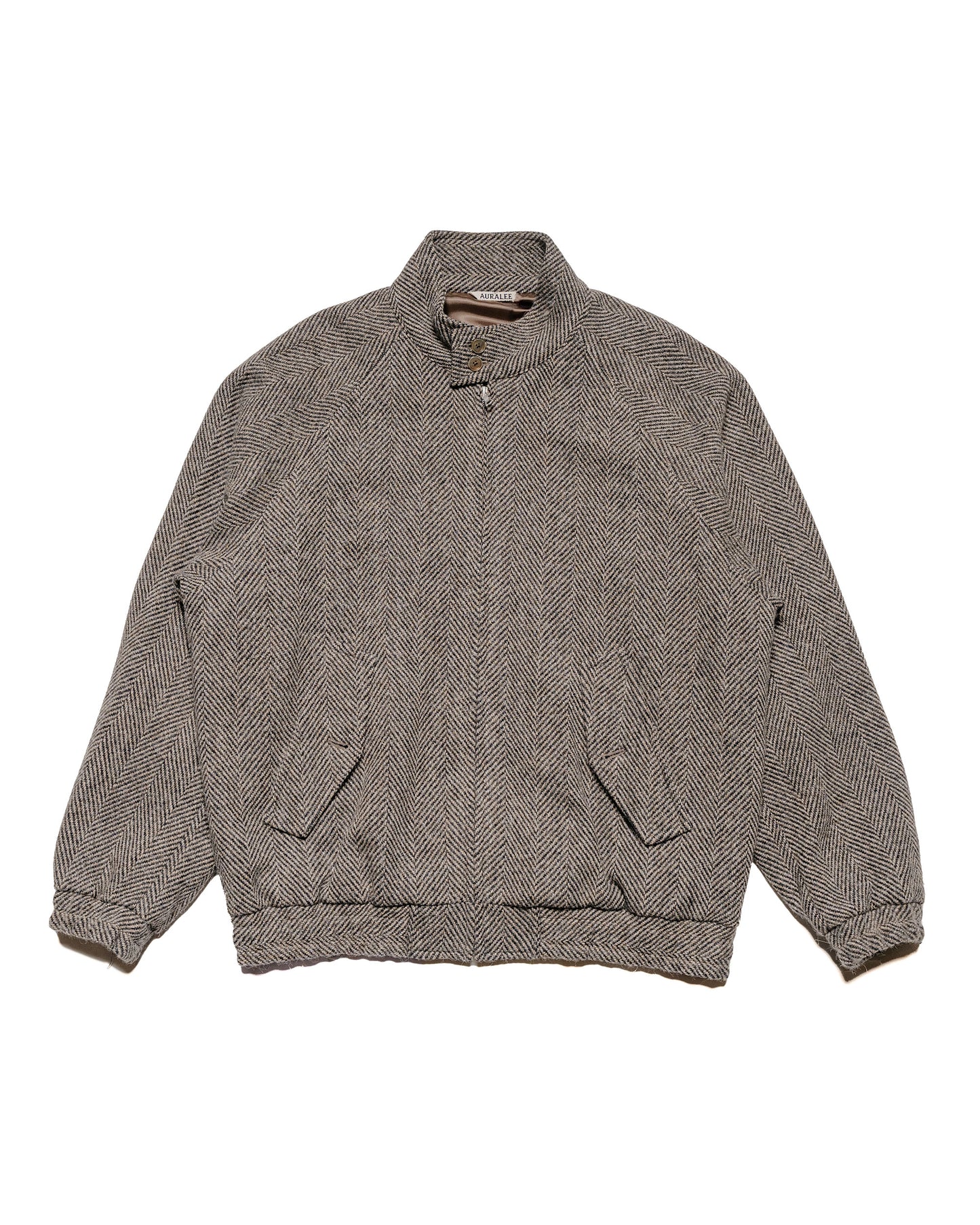 Auralee Lama Shetland Wool Tweed Zip Blouson Khaki Tweed