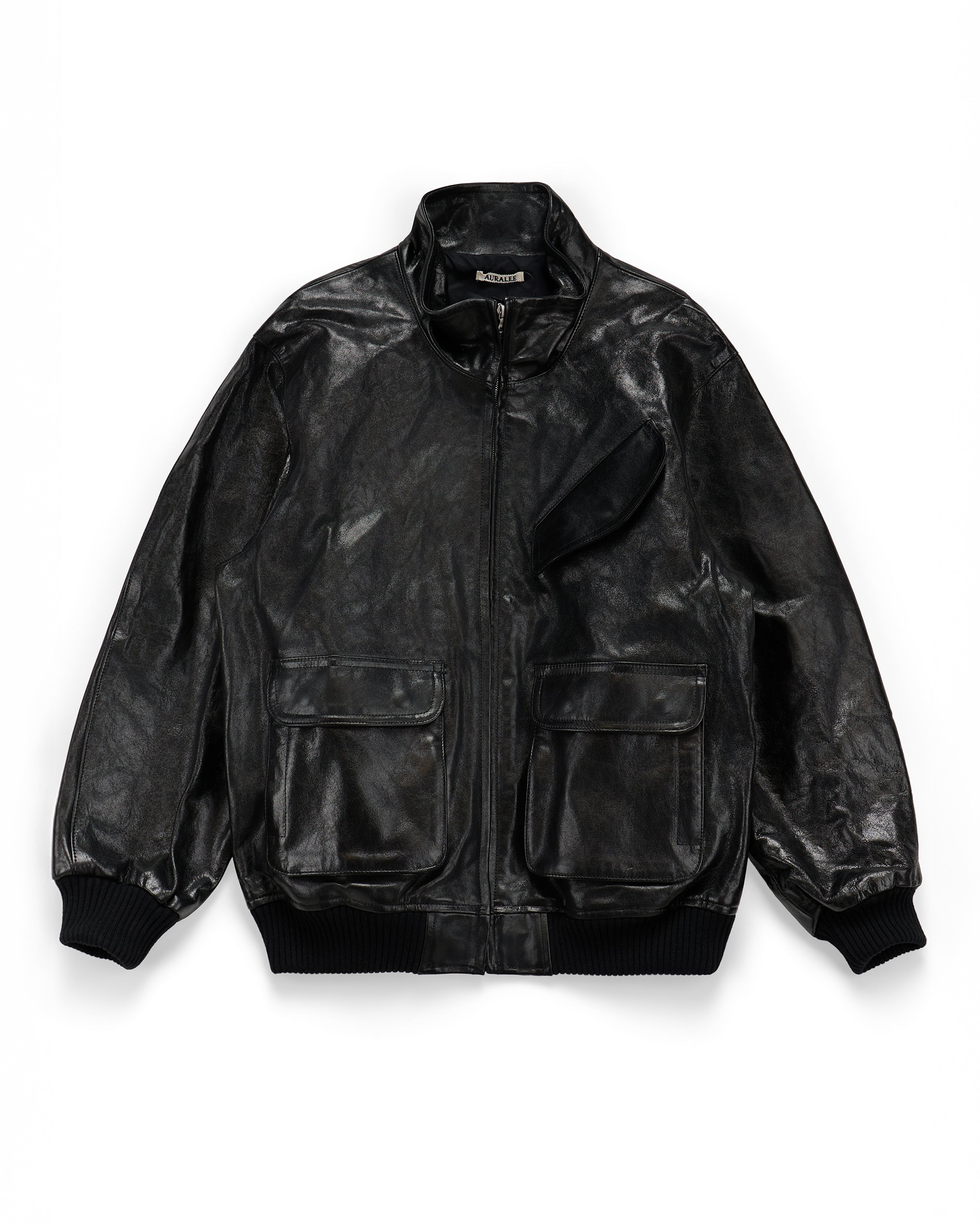 Auralee Lamb Leather Zip Blouson Black