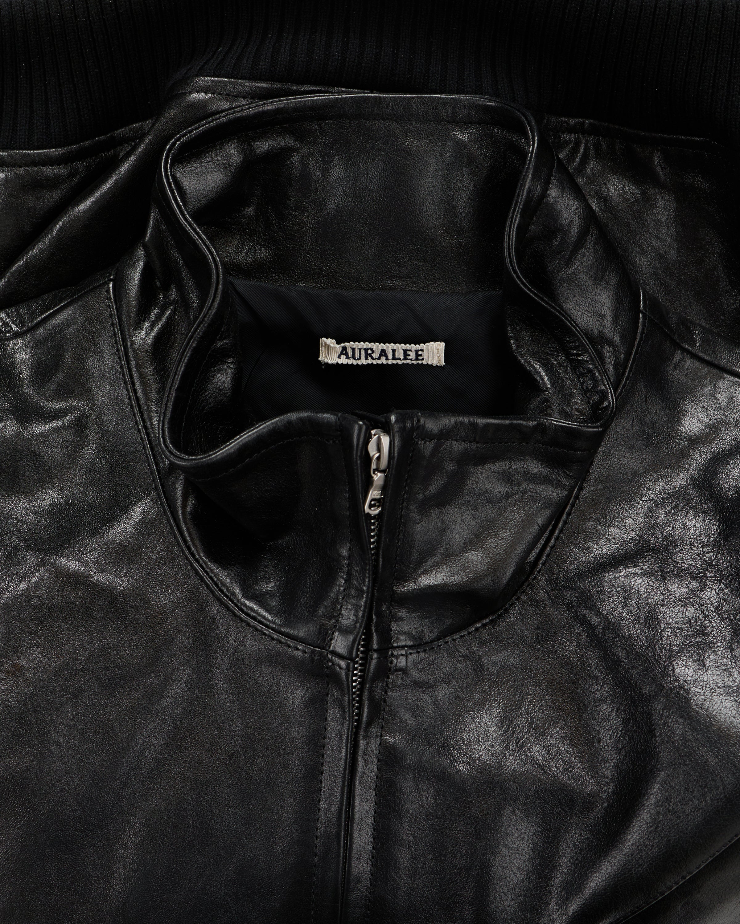 ジャケット・アウター auralee LAMB LEATHER HALF SLEEVED SHIRTS AURALEE Brown Heavy Lamb Leather Zip Jacket Auralee