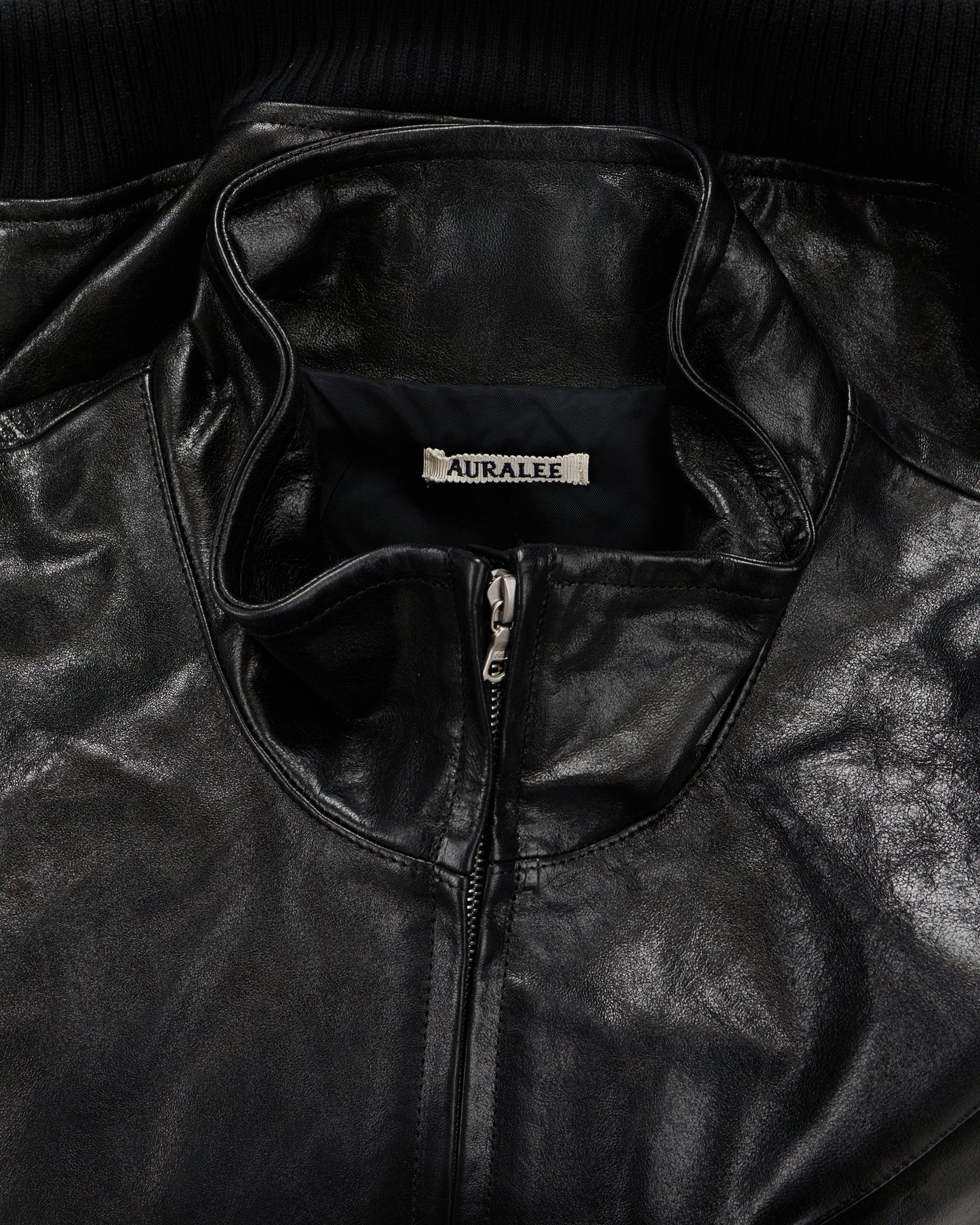 Auralee Lamb Leather Zip Blouson Black
