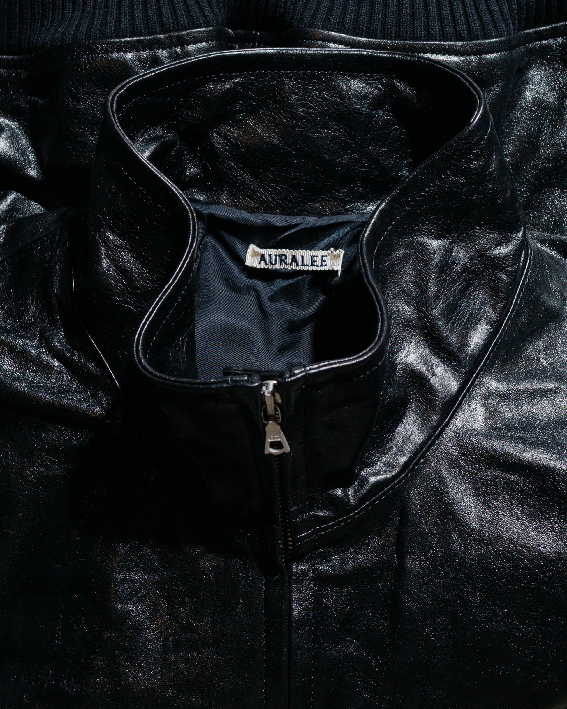 Auralee Lamb Leather Zip Blouson Black
