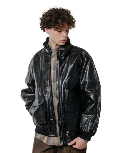 Auralee Lamb Leather Zip Blouson Black