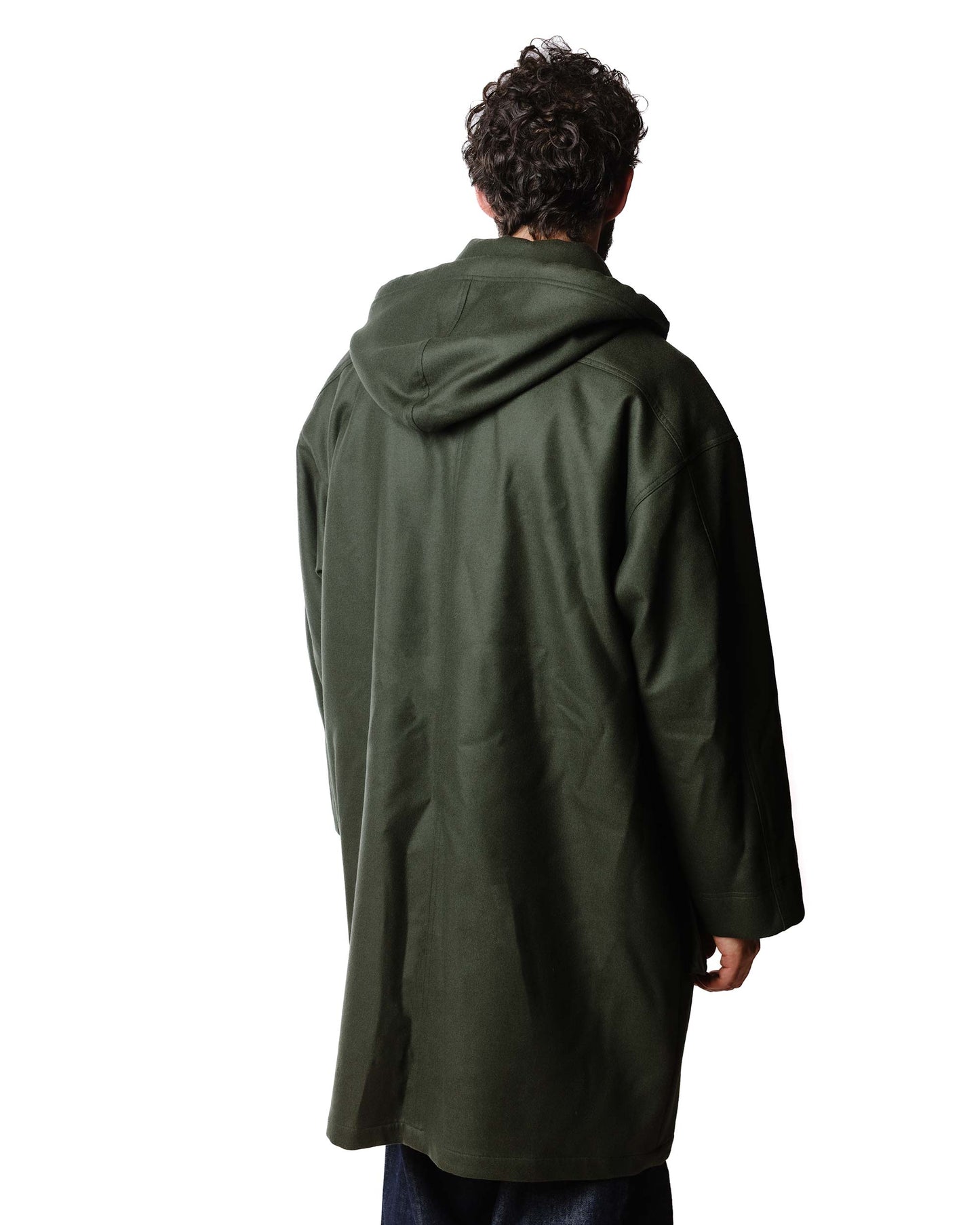 Auralee Light Melton Hooded Liner Coat Dark Olive Model Close Back