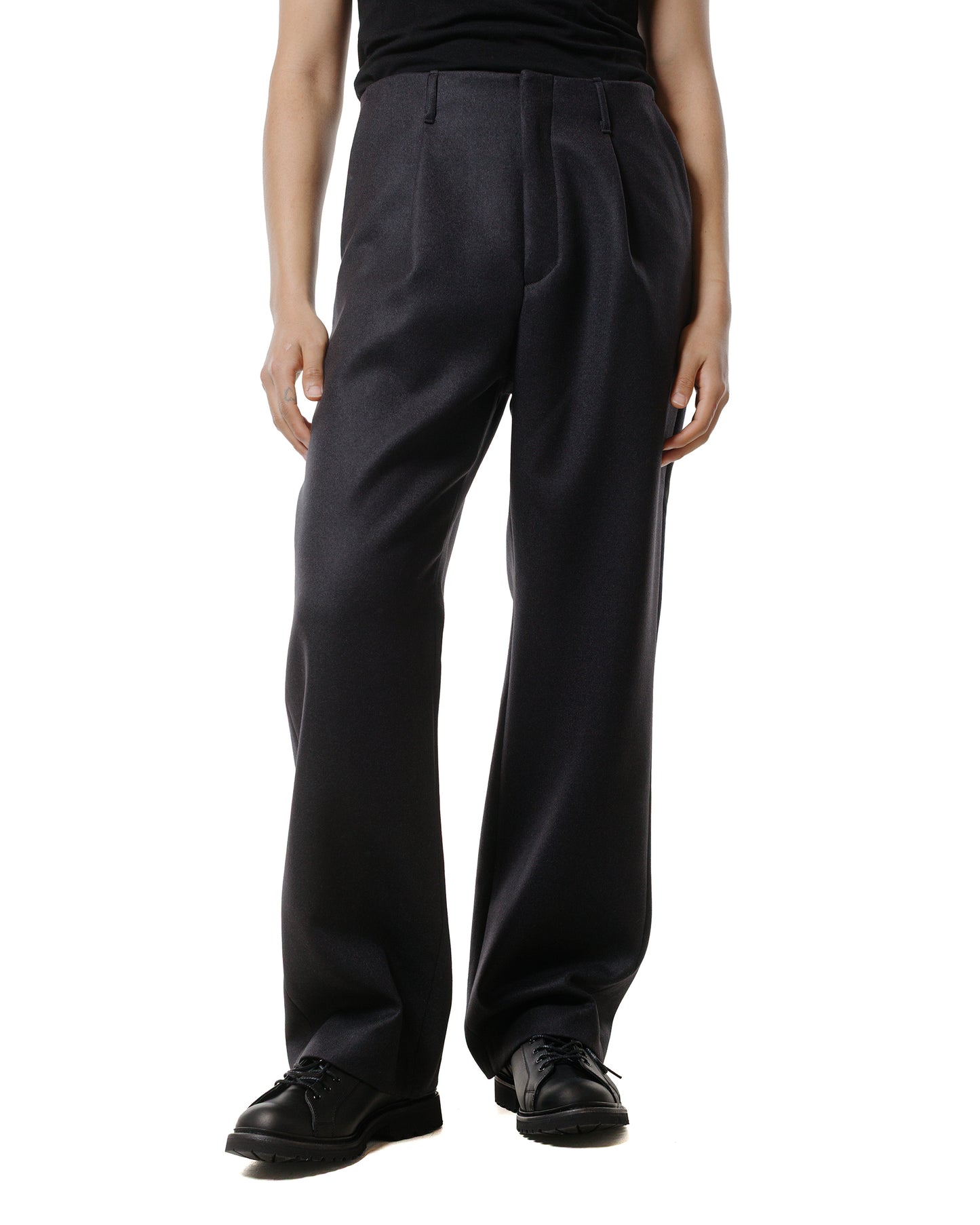 Auralee Light Melton One-Tuck Slacks Dark Charcoal