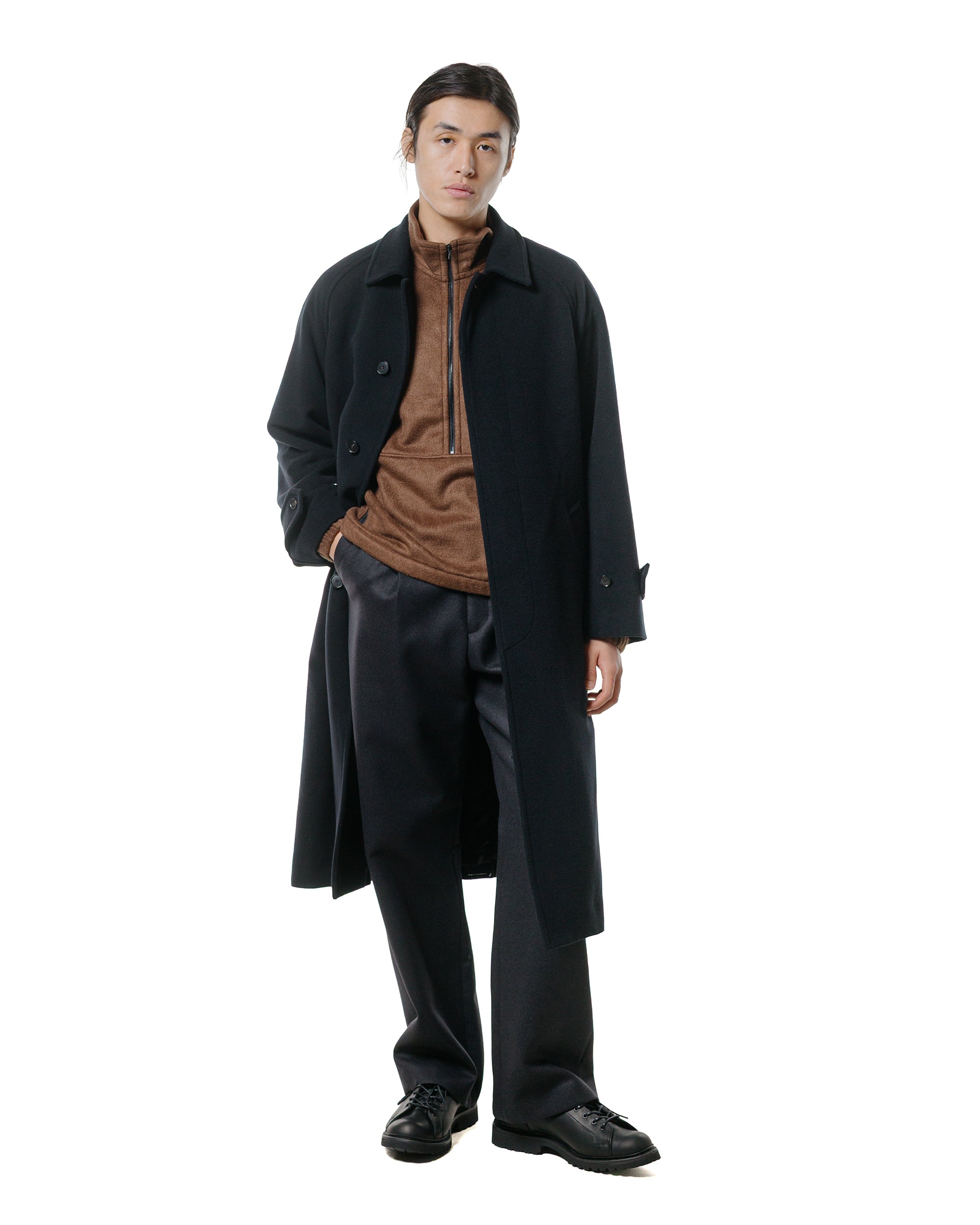 Auralee Light Melton One-Tuck Slacks Dark Charcoal