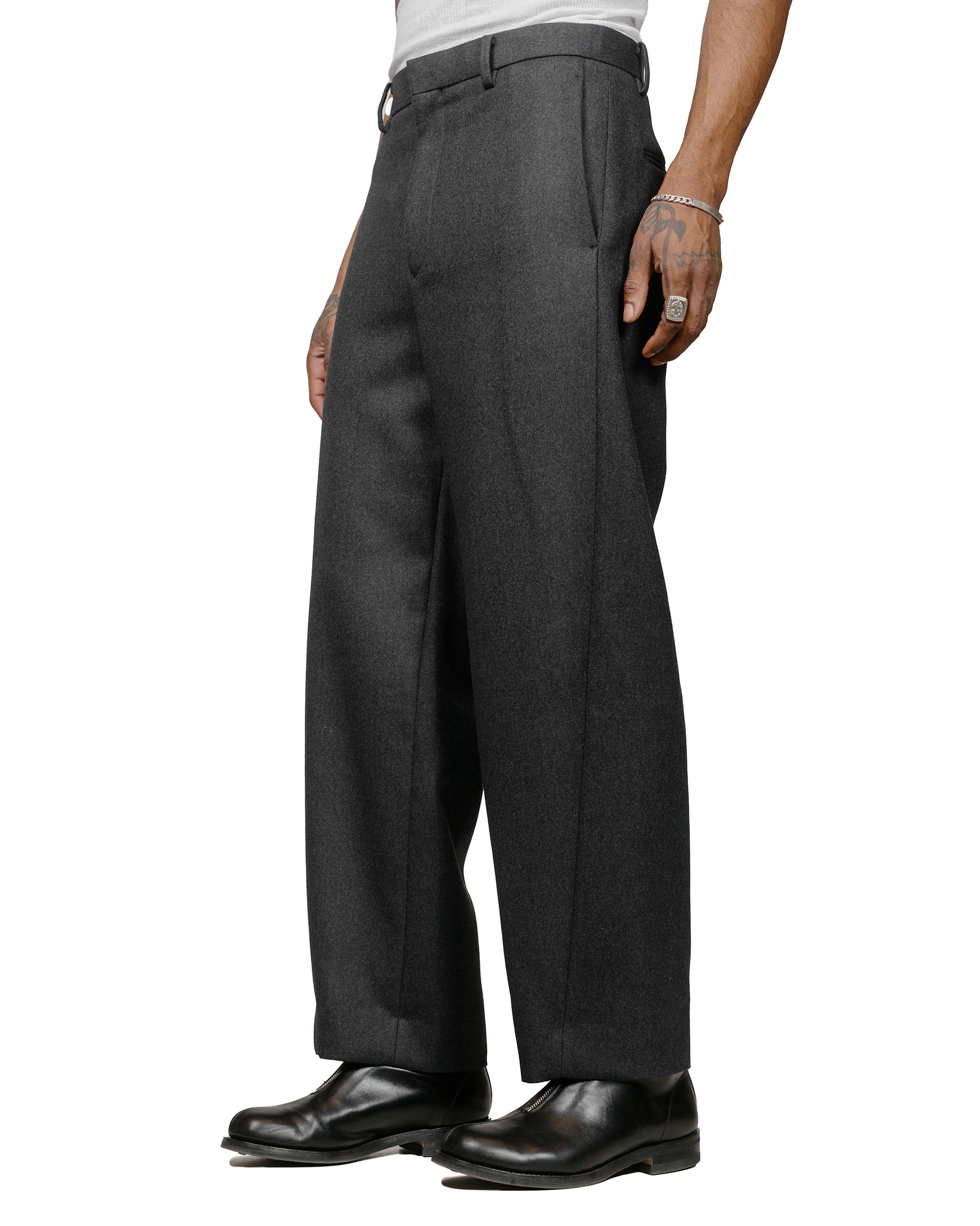 Auralee Light Melton Slacks Top Charcoal model front