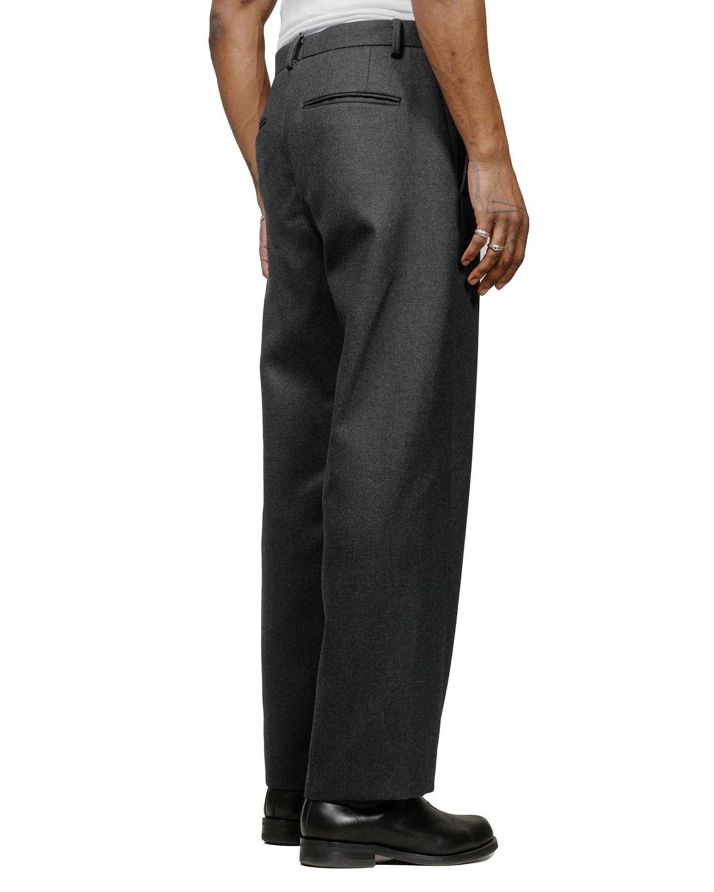 Auralee Light Melton Slacks Top Charcoal model back