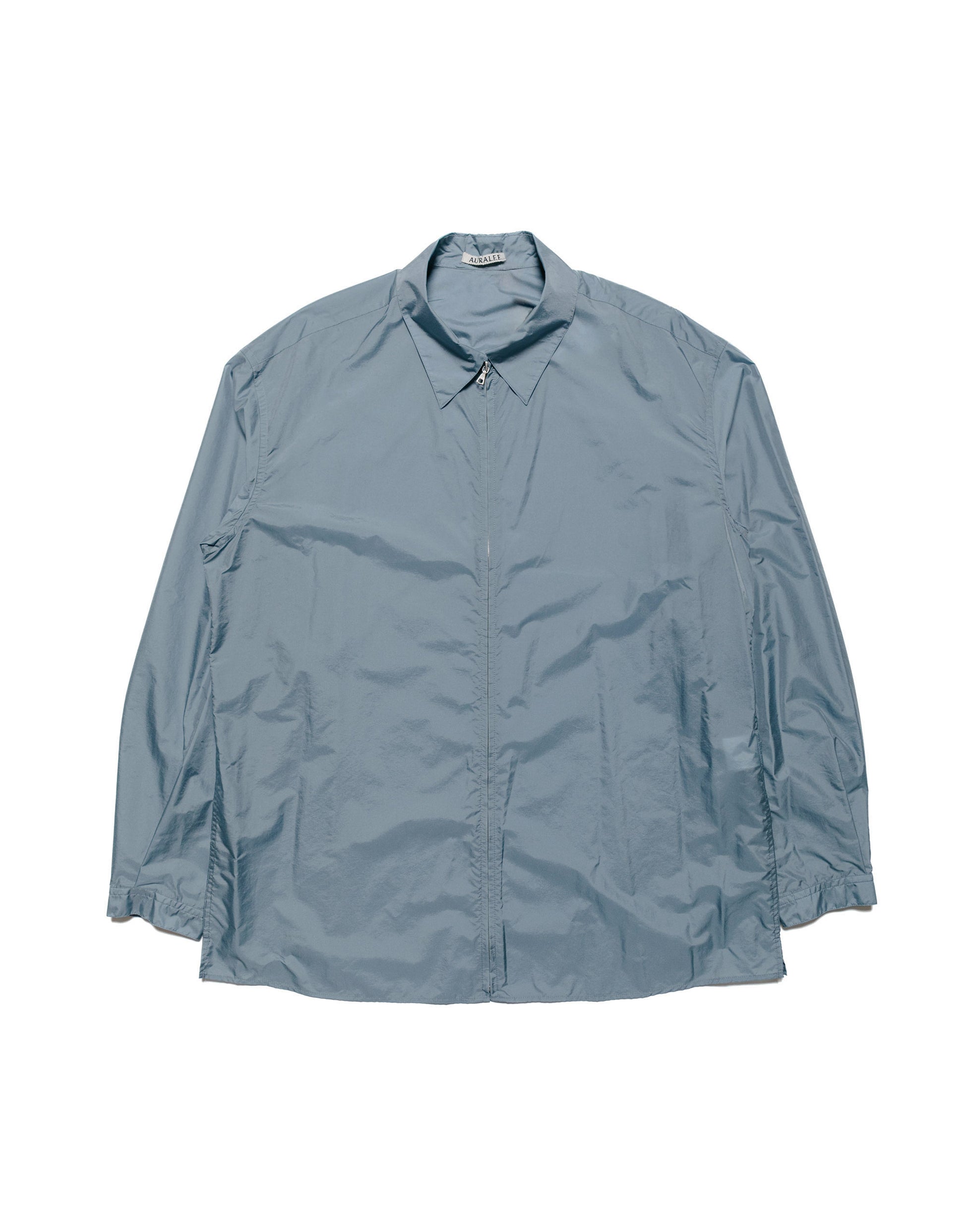 Auralee Light Nylon Zip Shirt Blue Gray