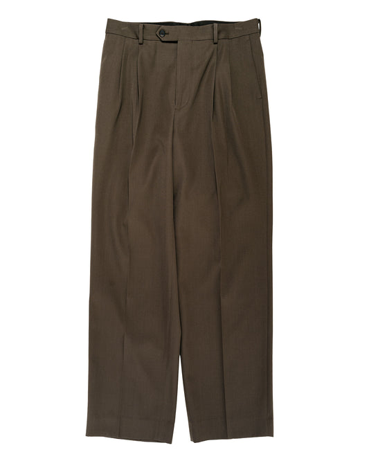 Auralee Light Wool Max Gabardine Two-Tuck Slacks Dark Brown