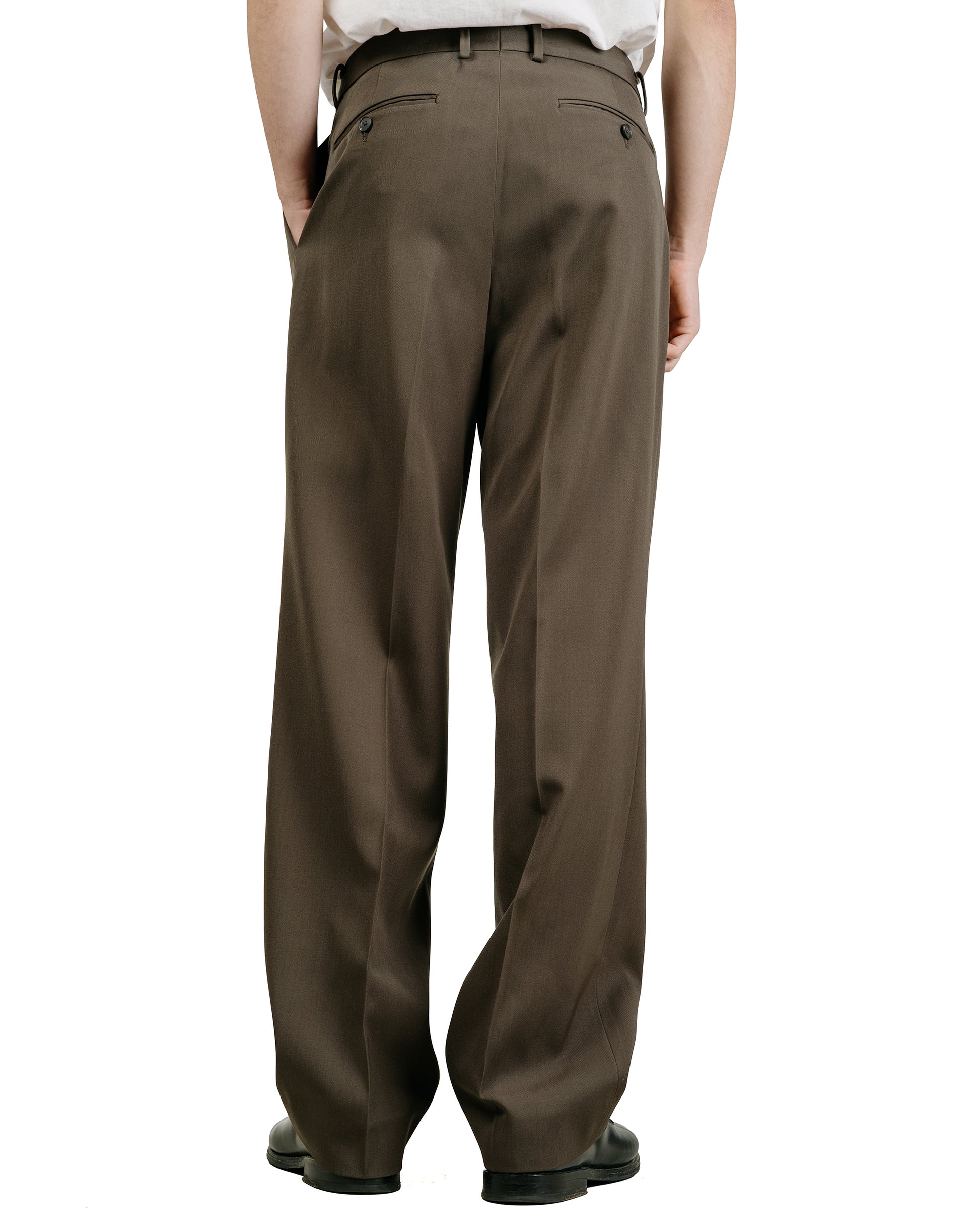 Auralee Light Wool Max Gabardine Two-Tuck Slacks Dark Brown